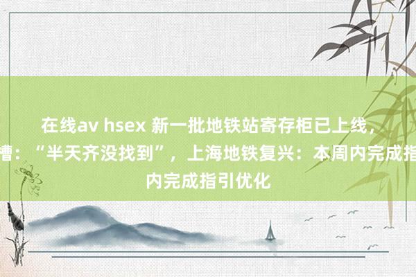 在线av hsex 新一批地铁站寄存柜已上线，网友吐槽：“半天齐没找到”，上海地铁复兴：本周内完成指引优化