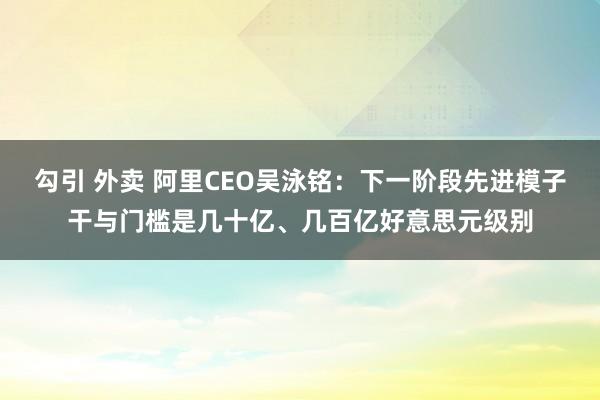 勾引 外卖 阿里CEO吴泳铭：下一阶段先进模子干与门槛是几十亿、几百亿好意思元级别