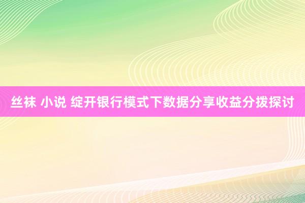 丝袜 小说 绽开银行模式下数据分享收益分拨探讨