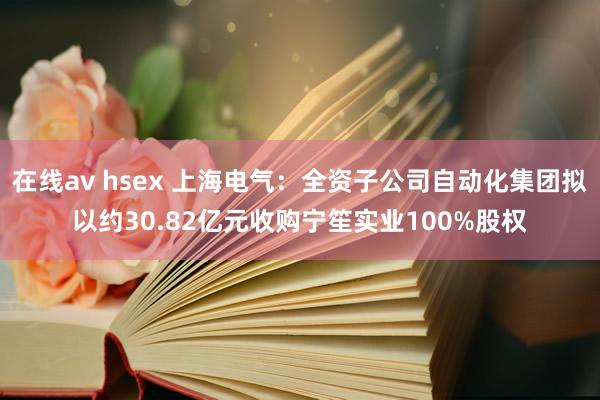 在线av hsex 上海电气：全资子公司自动化集团拟以约30.82亿元收购宁笙实业100%股权