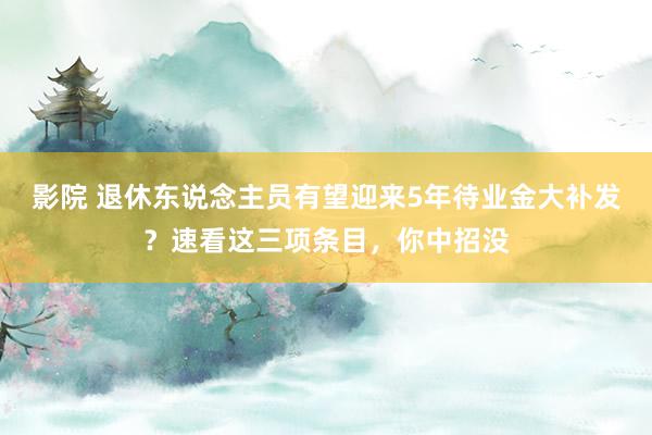 影院 退休东说念主员有望迎来5年待业金大补发？速看这三项条目，你中招没