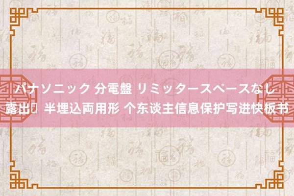 パナソニック 分電盤 リミッタースペースなし 露出・半埋込両用形 个东谈主信息保护写进快板书