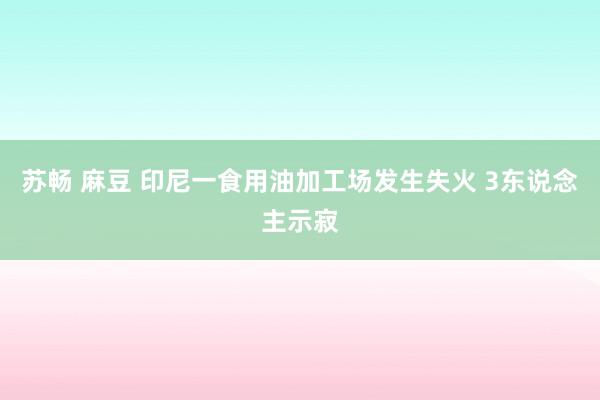 苏畅 麻豆 印尼一食用油加工场发生失火 3东说念主示寂