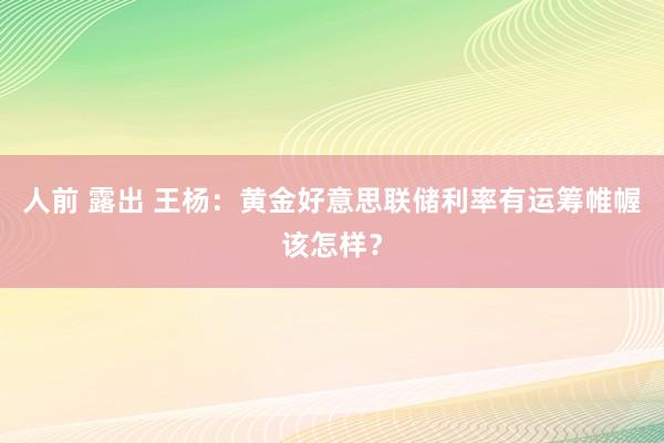 人前 露出 王杨：黄金好意思联储利率有运筹帷幄该怎样？