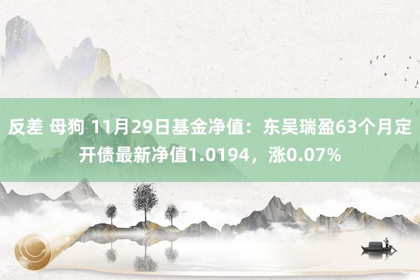 反差 母狗 11月29日基金净值：东吴瑞盈63个月定开债最新净值1.0194，涨0.07%