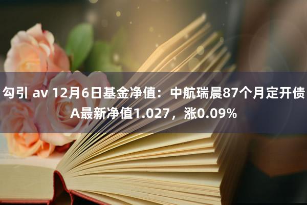 勾引 av 12月6日基金净值：中航瑞晨87个月定开债A最新净值1.027，涨0.09%