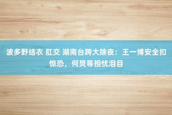 波多野结衣 肛交 湖南台跨大除夜：王一博安全扣惊恐，何炅等担忧泪目