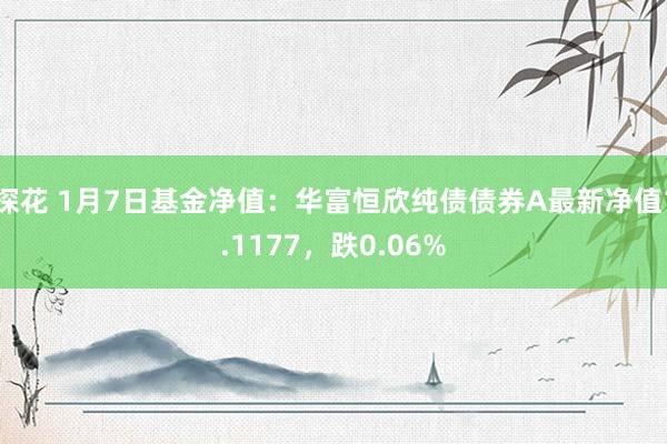 探花 1月7日基金净值：华富恒欣纯债债券A最新净值1.1177，跌0.06%