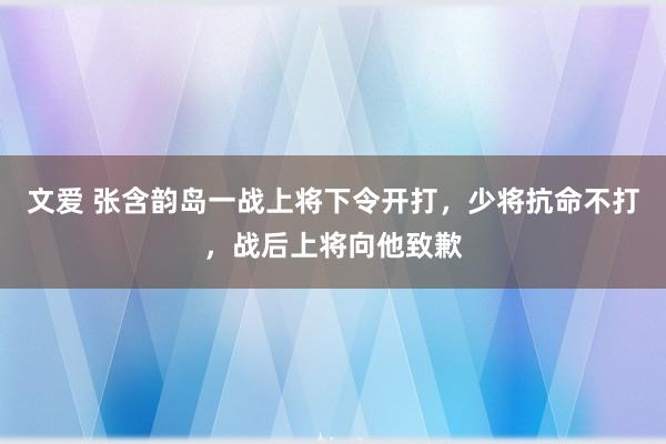 文爱 张含韵岛一战上将下令开打，少将抗命不打，战后上将向他致歉